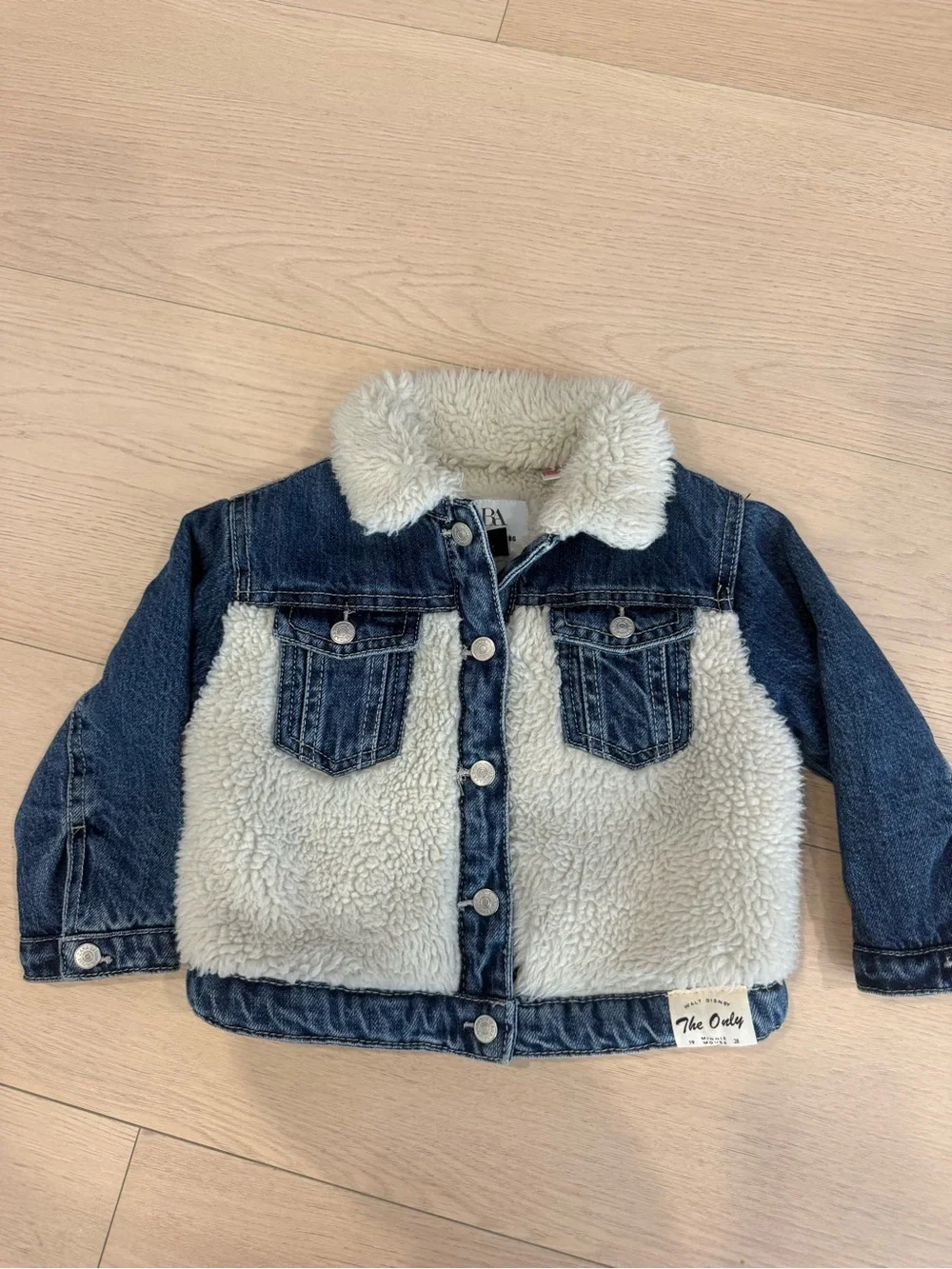 Zara Kids Denim Jacket with Minnie Mouse Sherpa Panel | 12-18 Months